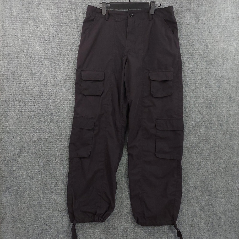 Birch And Stone Pants Womens L Black Cargo Drawstring Pockets Relaxed Parachute